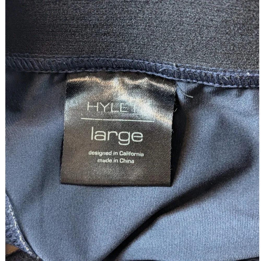 Hylete Mens Large Navy Gray Athletic Training Shorts Zipper Pockets Workout